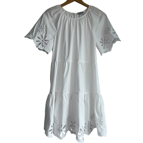 RAILS White Arielle Dress Organic Cotton+Tencel Short Sleeve Eyelet Mini Medium - Picture 5 of 9